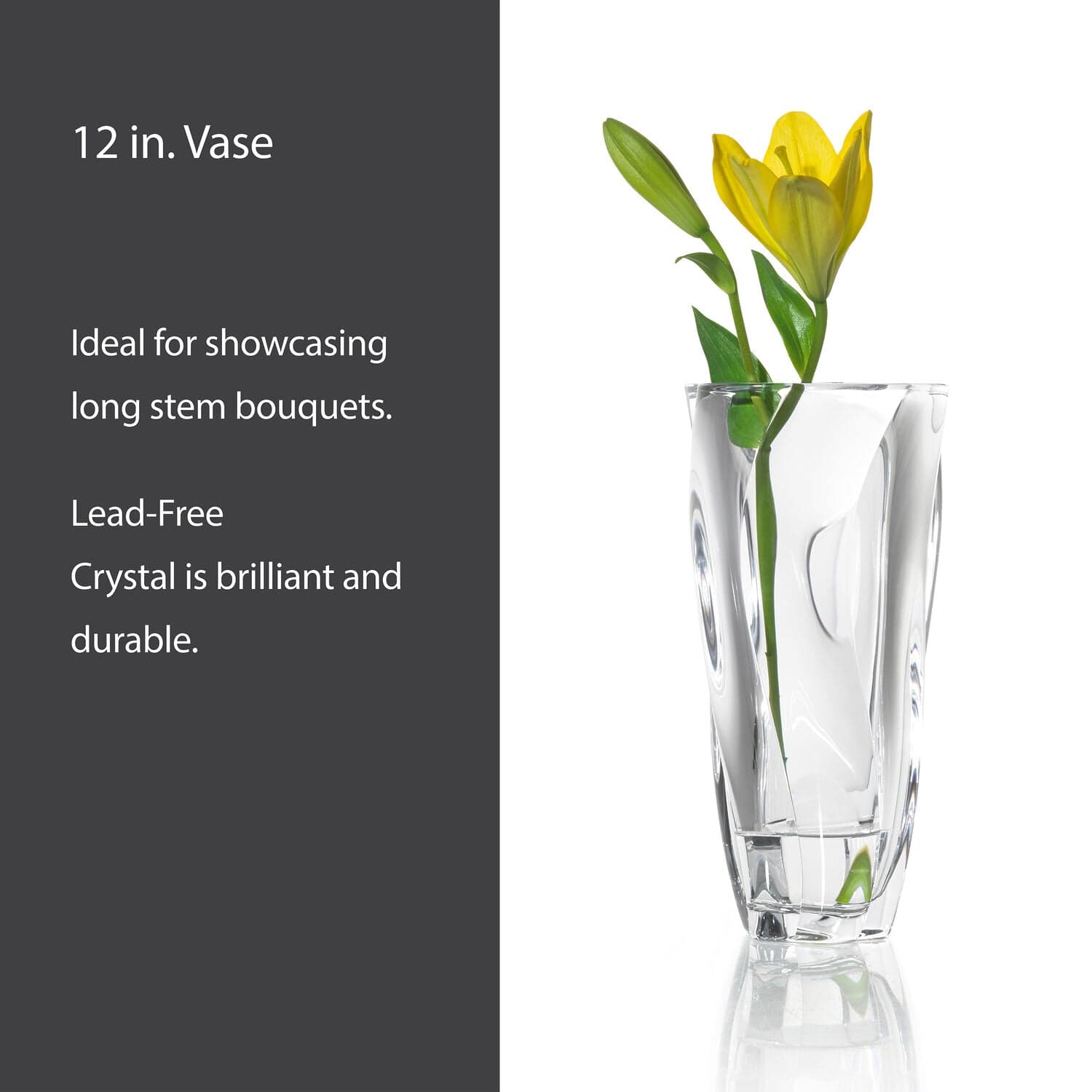 Cassia 12 Inch Crystal Vase - Image 5