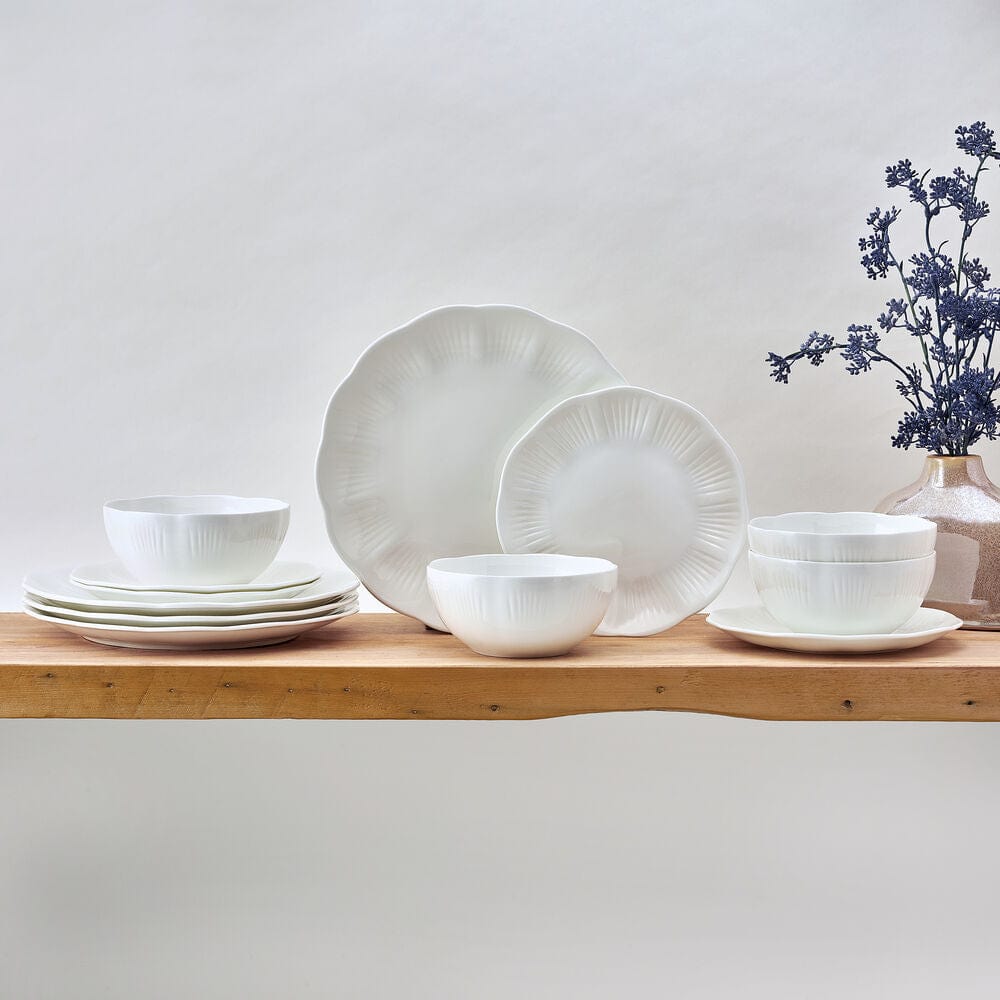 Flora Scalloped 12 Piece Dinnerware Set. Service for 4 - Image 2