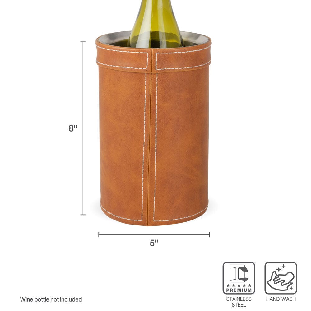 Faux Leather Stitched Wine Cooler - Image 3