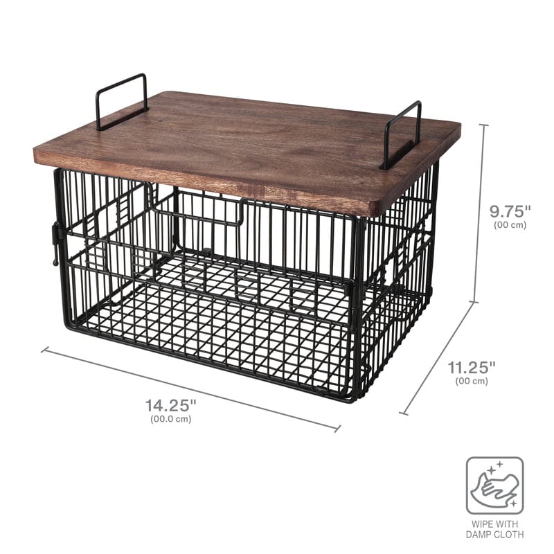 Madam Grid Stacking and Nesting Basket with Mango Wood Lid - Image 5