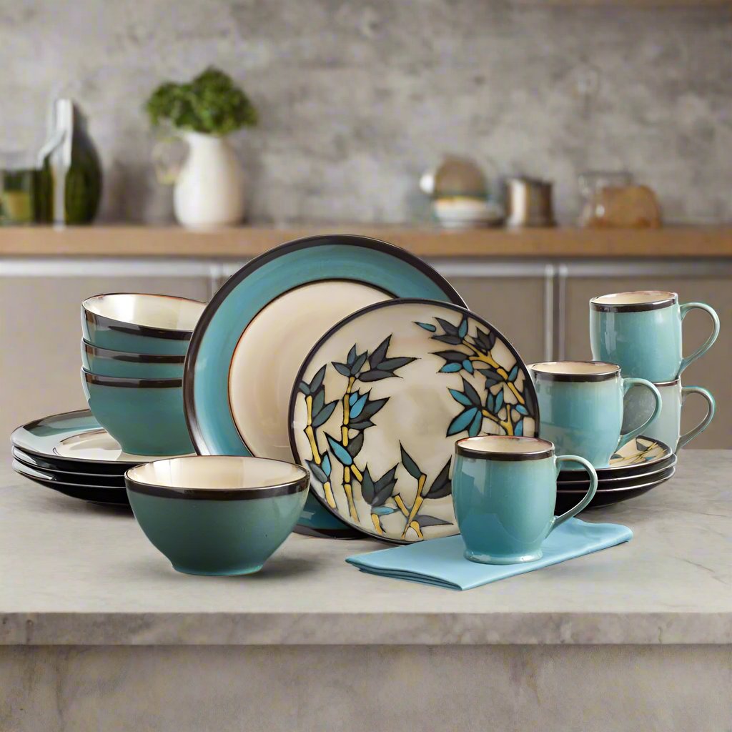 Belmont Round Blue Stalks Dinnerware Set - Image 2