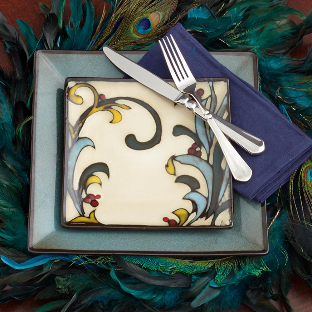 Belmont Set of 4 Blue Square Dinner Plates - Image 3