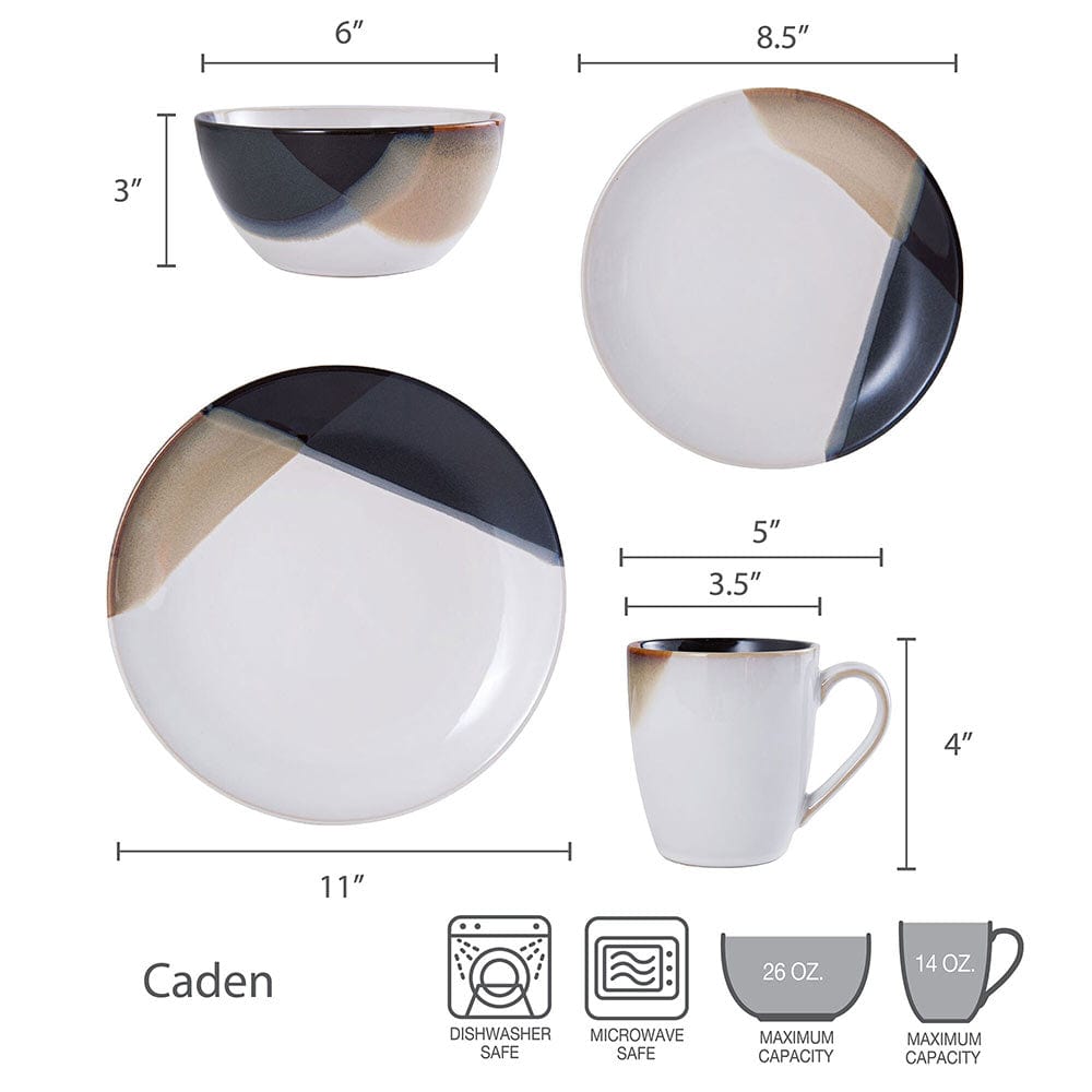 Caden 16 Piece Dinnerware Set. Service for 4 - Image 3