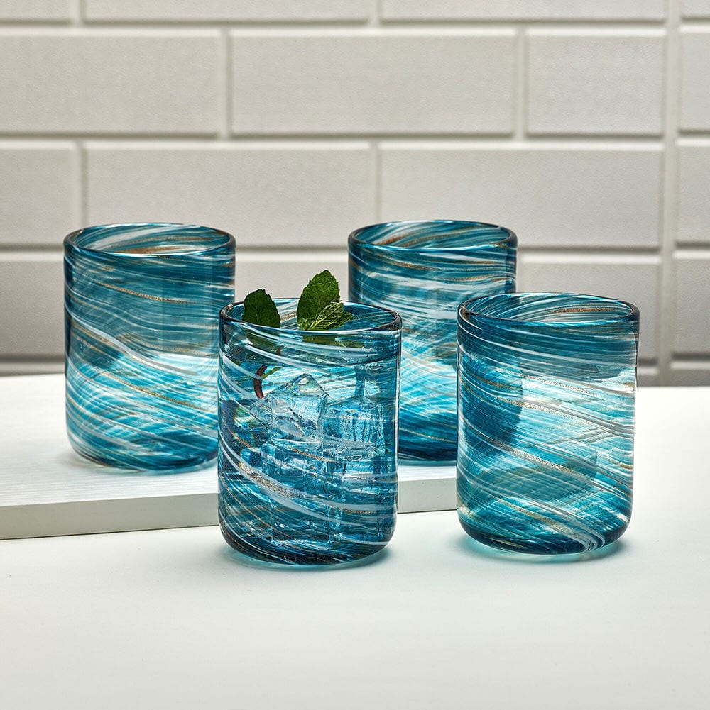 Color Swirl Set of 4 Double Old Fashioned Glasses - Image 2