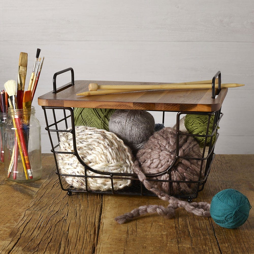 Madam Stacking And Nesting Basket with Acacia Lid - Image 2