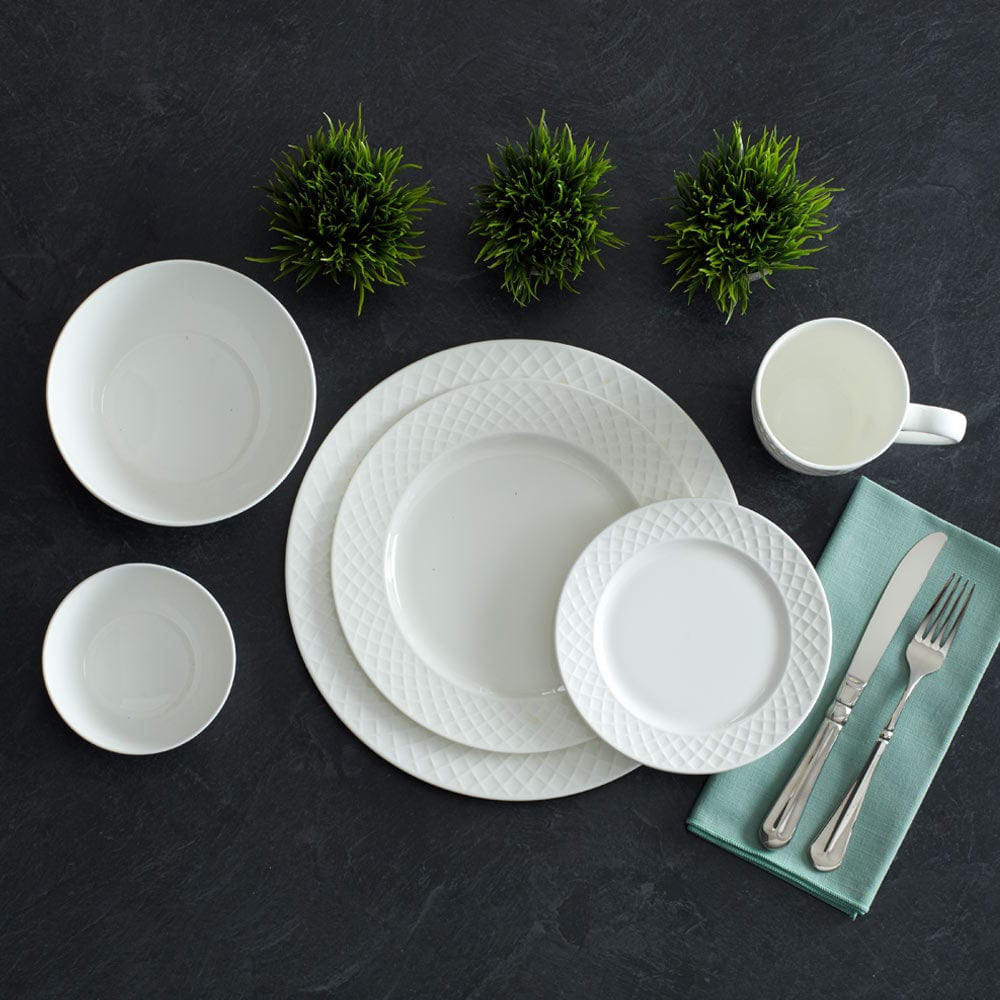 Trellis White 36 Piece Dinnerware Set. Service for 6 - Image 2